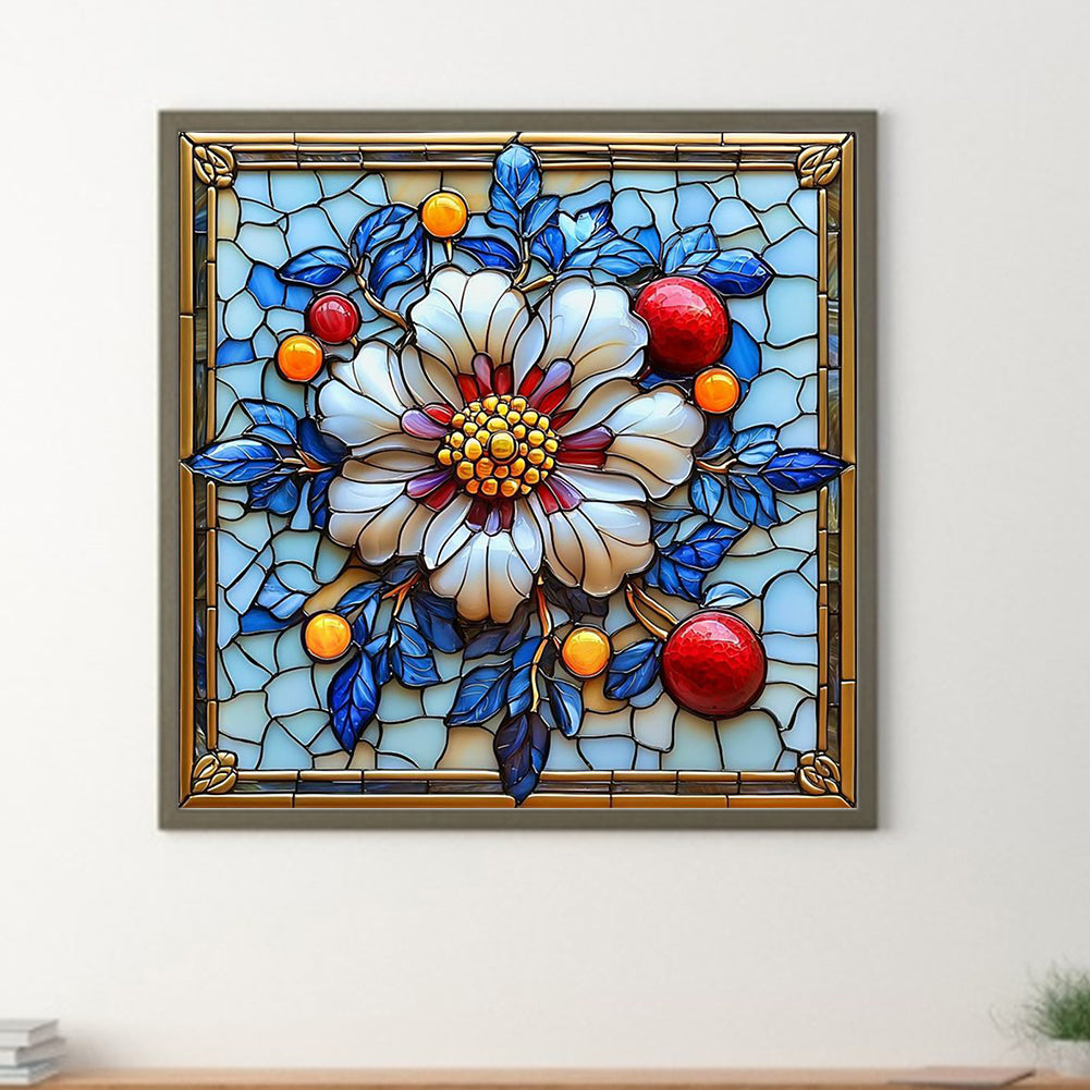 Glass Style Flowers - Full Round Drill Diamond Painting 40*40CM