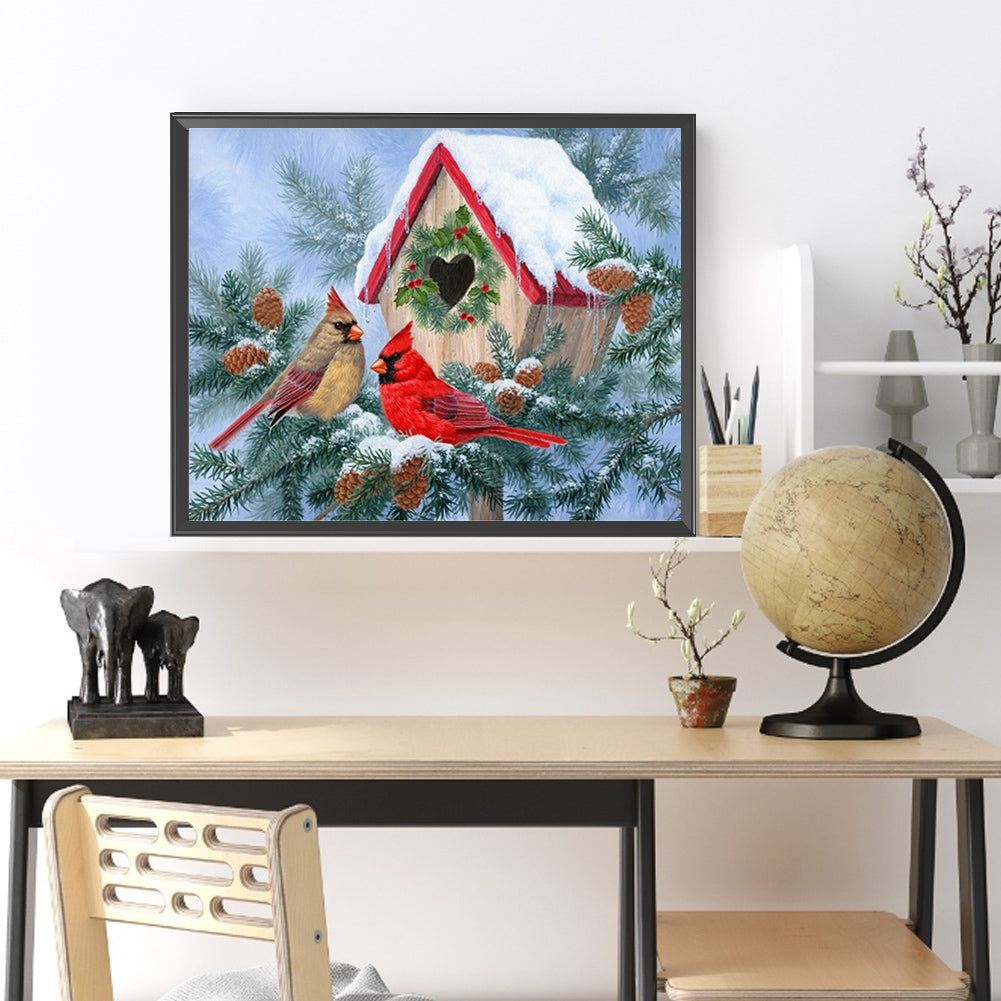 Winter Cardinal - Full Square Drill Diamond Painting 50*40CM