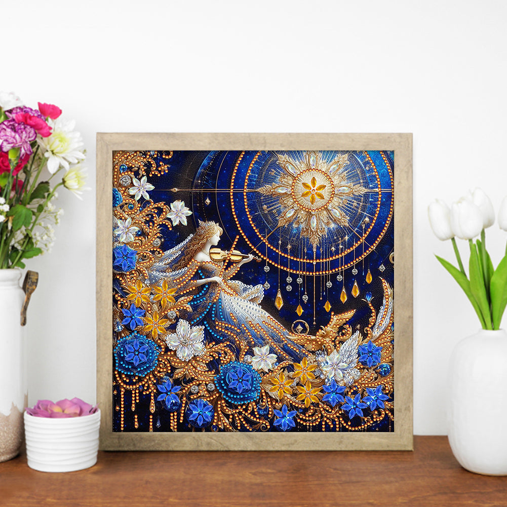 Flower Violin Performance - Special Shaped Drill Diamond Painting 30*30CM