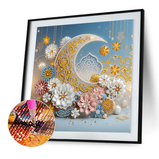 Flower Crescent - Special Shaped Drill Diamond Painting 30*30CM