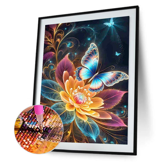 Fluorescent Butterfly - Full Round Drill Diamond Painting 30*40CM