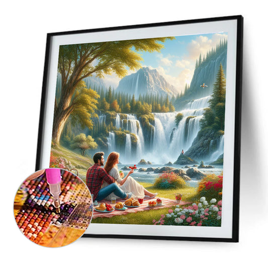 Lovers And Waterfalls - Full Round Drill Diamond Painting 40*40CM