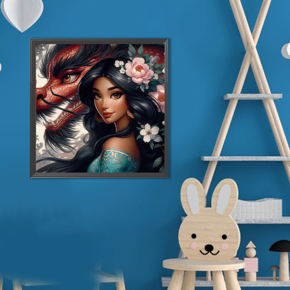 Disney Princess And Dragon - Full Round Drill Diamond Painting 40*40CM