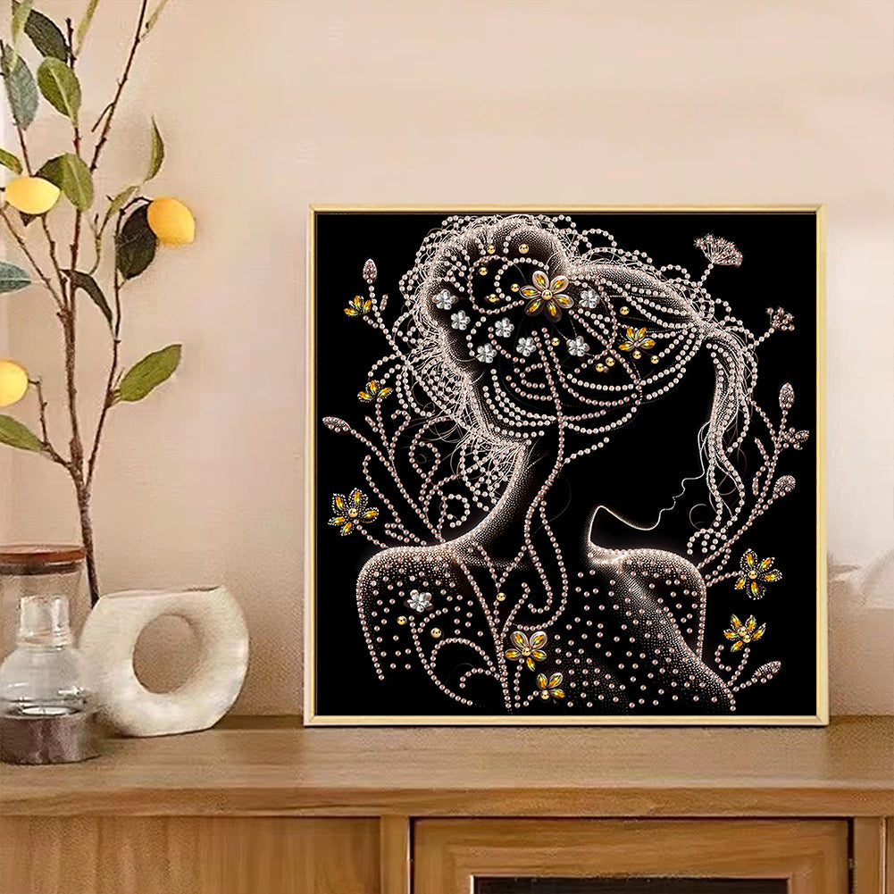 Elegant Silhouette Woman - Special Shaped Drill Diamond Painting 30*30CM