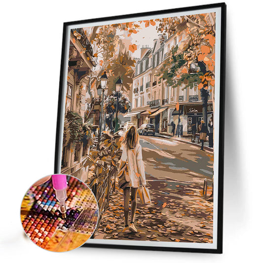 Retro Street House - Full Round Drill Diamond Painting 40*50CM