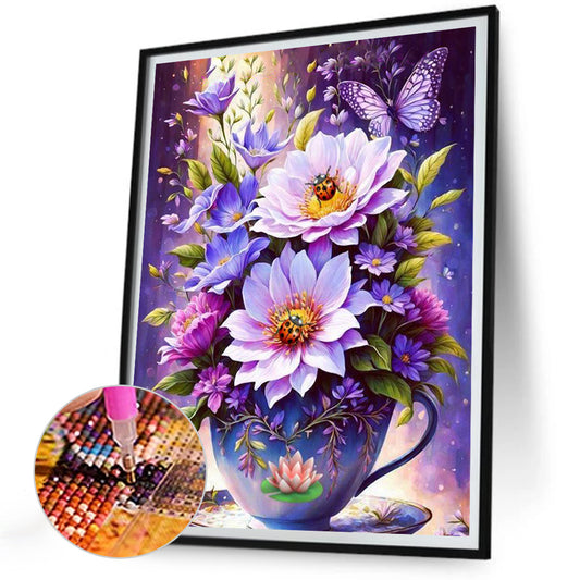 Ladybug Cup Flower - Full Round Drill Diamond Painting 30*40CM