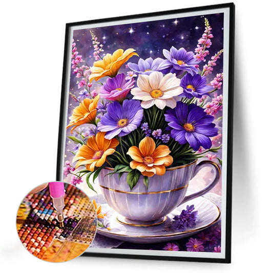 Porcelain Cup Bouquet - Full Round Drill Diamond Painting 30*40CM