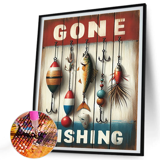 Fishing - Full Round Drill Diamond Painting 35*40CM