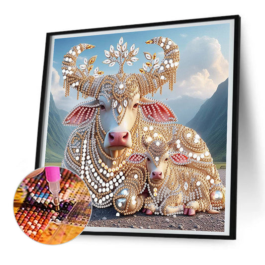Parent-Child Cow - Special Shaped Drill Diamond Painting 30*30CM