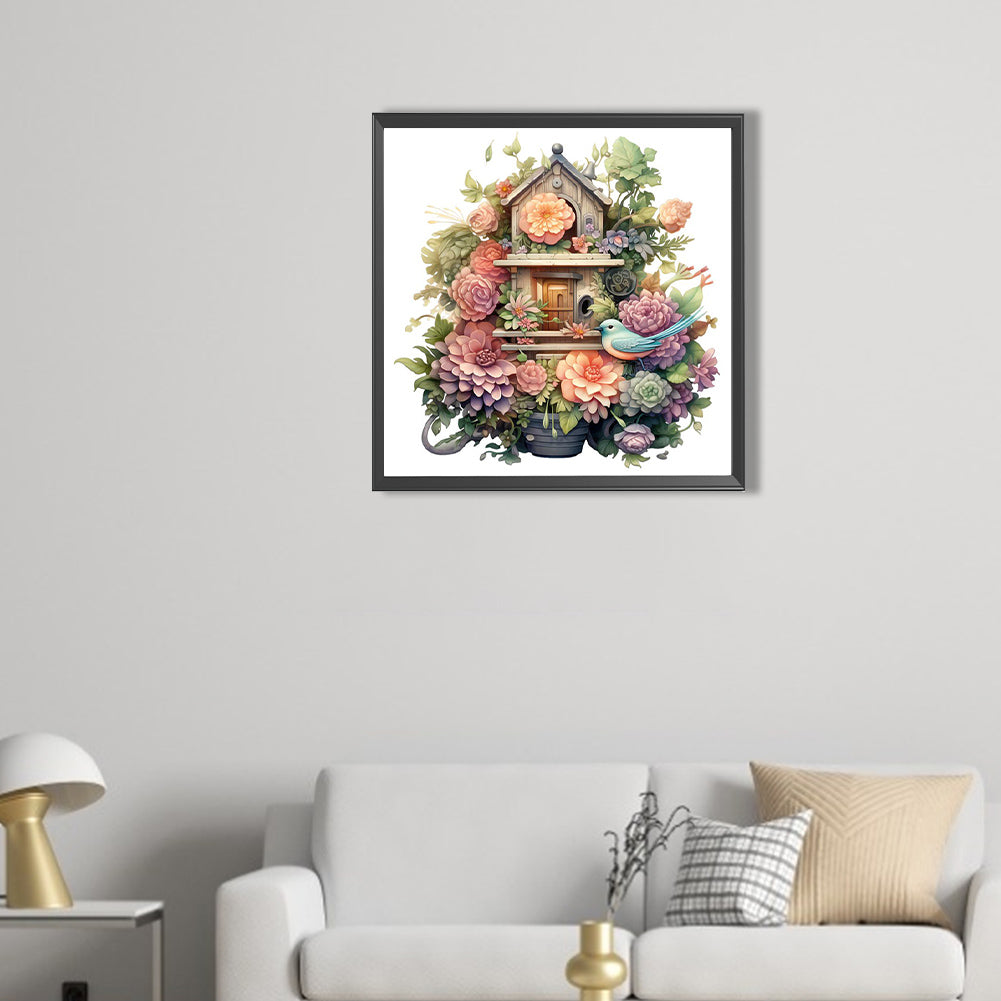 Flower And Bird House - Full AB Square Drill Diamond Painting 40*40CM