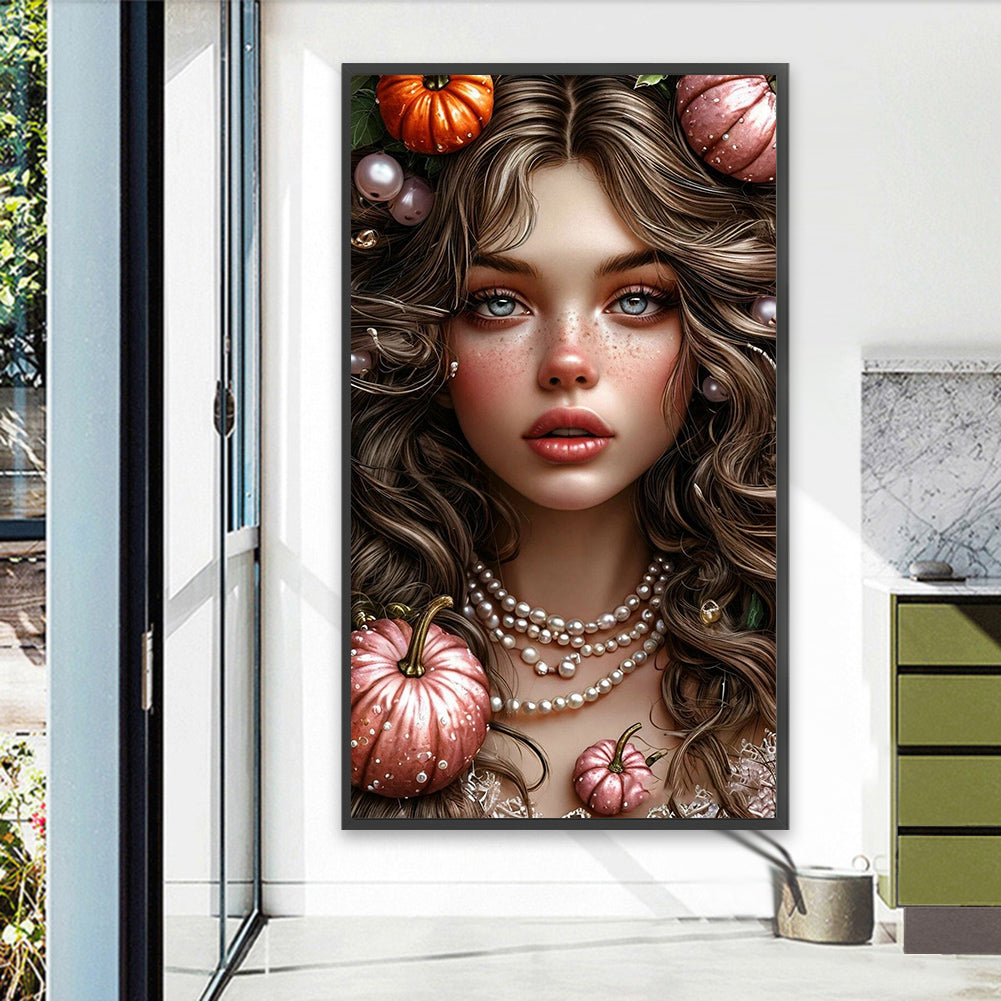 Pumpkin Girl - Full AB Round Drill Diamond Painting 40*70CM
