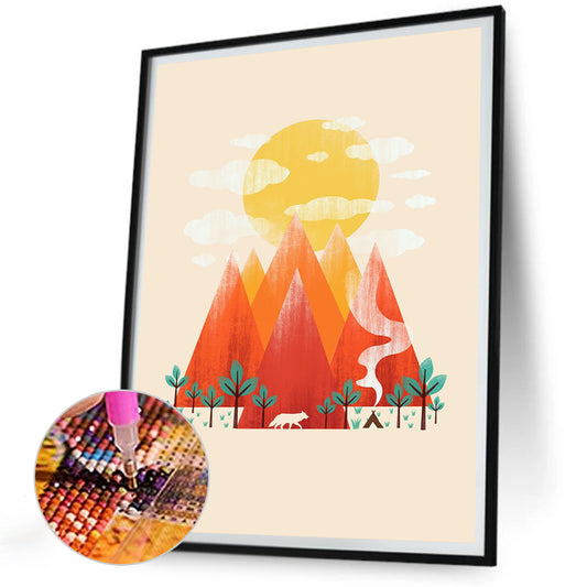 Mountain And Sun - Full Round Drill Diamond Painting 30*40CM