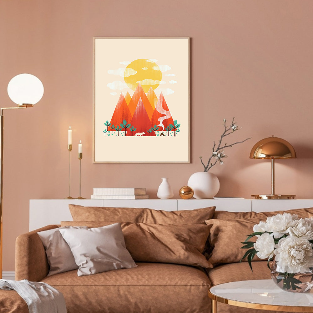 Mountain And Sun - Full Round Drill Diamond Painting 30*40CM