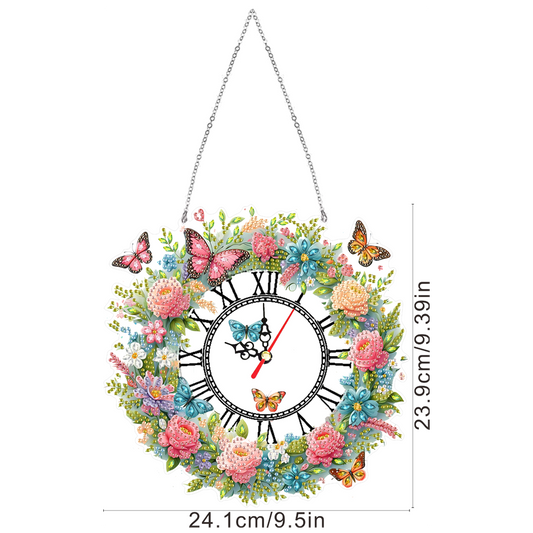Acrylic Special Shape Flowers 5D Diamond Painting Clock Art Craft for Home Decor