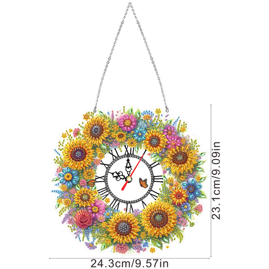 Acrylic Special Shape Flowers 5D Diamond Painting Clock Art Craft for Home Decor