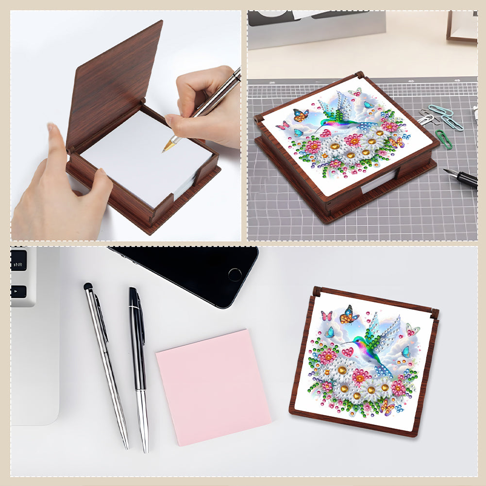 Wooden 5D Diamond Painting Kit Note Box with 160 Sheets Diamond Art Notepad Box