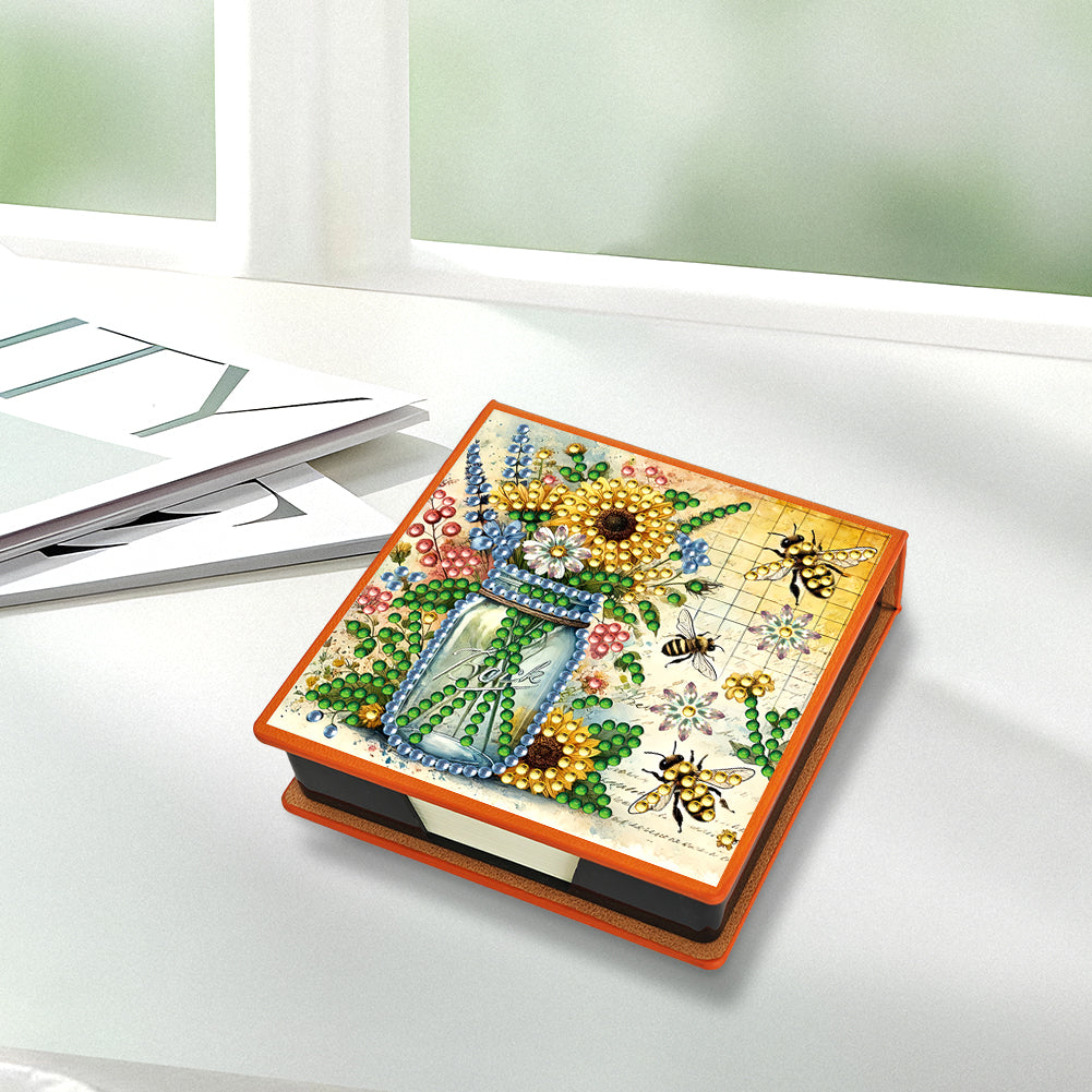 Birds Leather Diamond Art Note Box with 150 Sheets of Paper for Adults Beginners