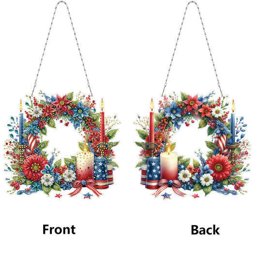 Independence Day Cottage Rhinestone Diamond Art Pendants for Garden Window Decor