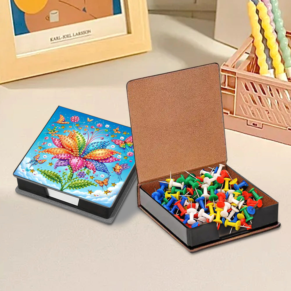 Leather Animals Diamond Art Note Box with 160 Sheets of Paper for DIY Art Craft