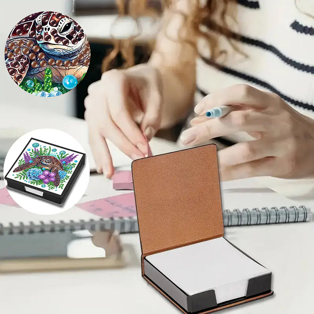 Cross Leather Diamond Art Note Box with 160 Sheets of Paper for Adults Beginners