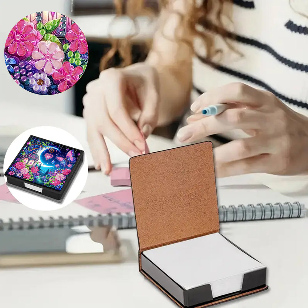 Cross Leather Diamond Art Note Box with 160 Sheets of Paper for Adults Beginners