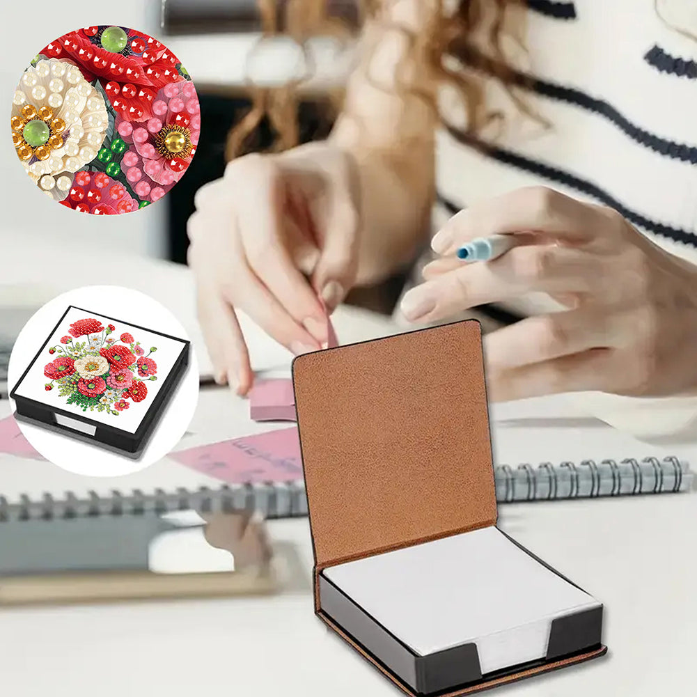 Cross Leather Diamond Art Note Box with 160 Sheets of Paper for Adults Beginners