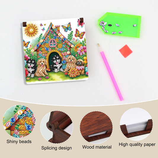 Animals Diamond Painting Notecard Box Gem Art Sticky Note Holder for Home Office