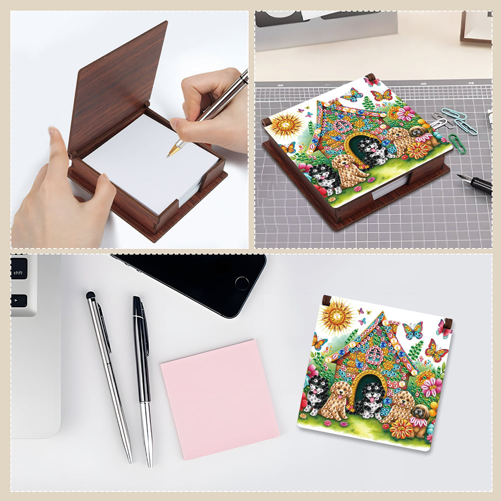 Animals Diamond Painting Notecard Box Gem Art Sticky Note Holder for Home Office