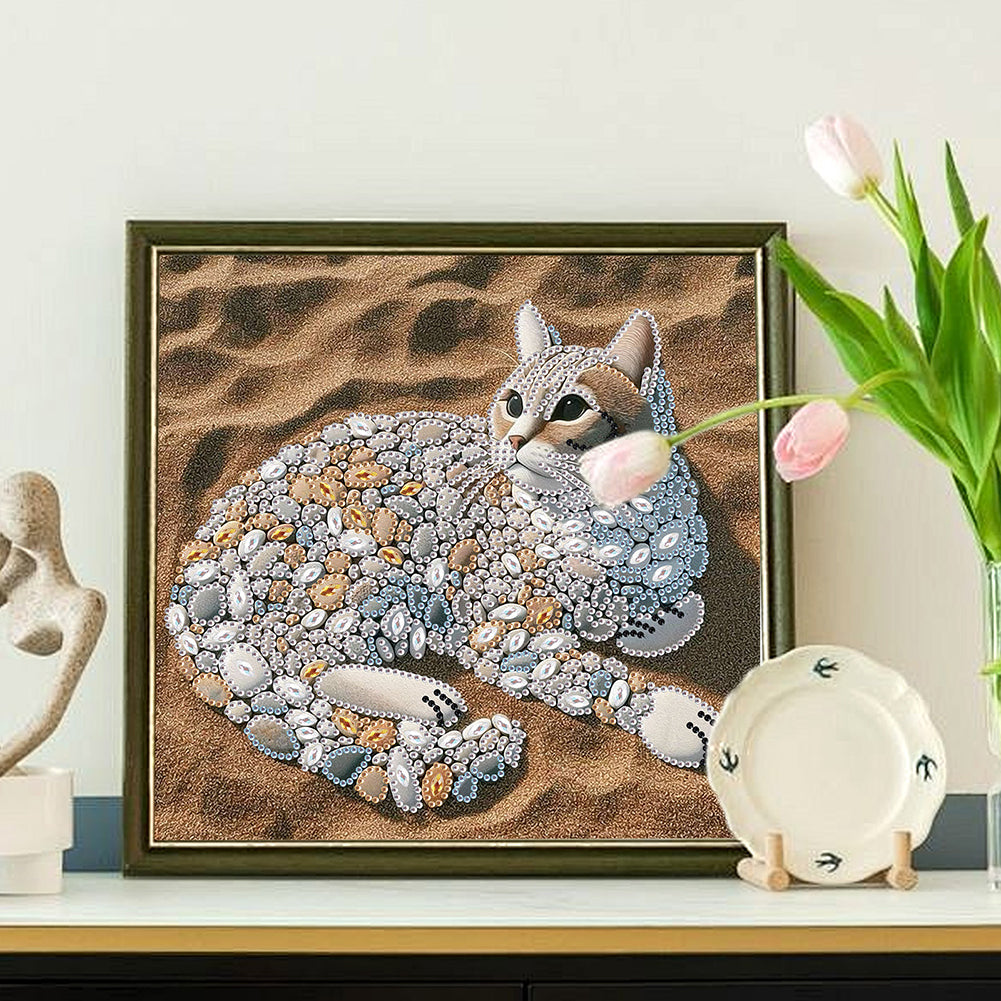Abstract Pebble Cat - Special Shaped Drill Diamond Painting 30*30CM