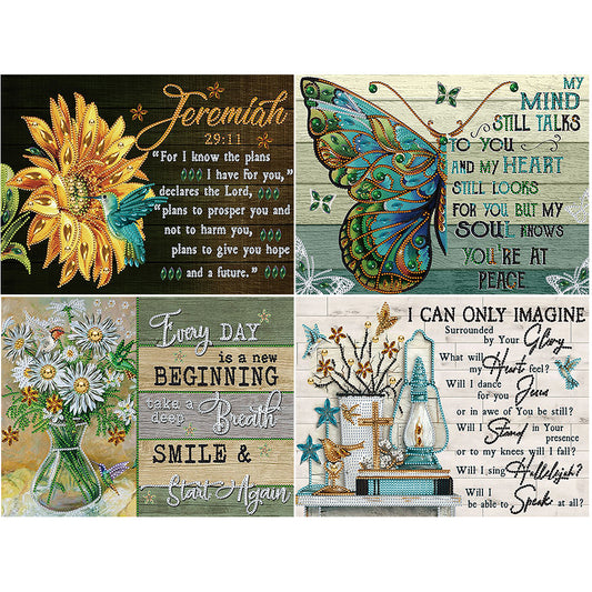 4 Pcs English - Special Shaped Drill Diamond Painting 40*30CM