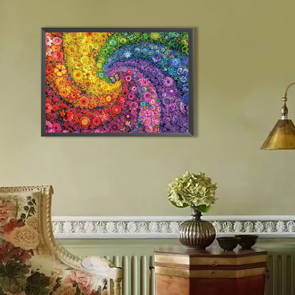 Flower Swirl - Full Square Drill Diamond Painting 50*35CM