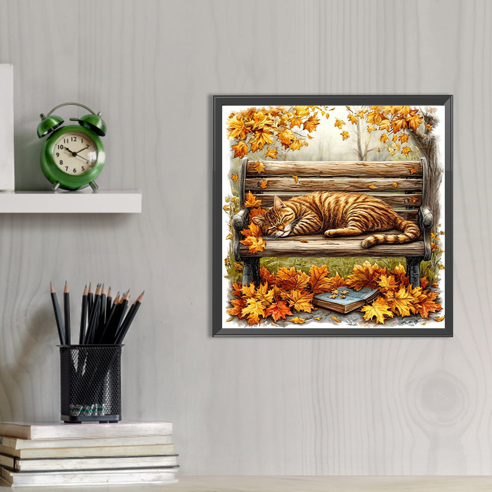Autumn Kitten - Full AB Round Drill Diamond Painting 40*40CM