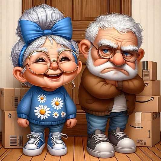Old Couples - 11CT Stamped Cross Stitch 45*45CM