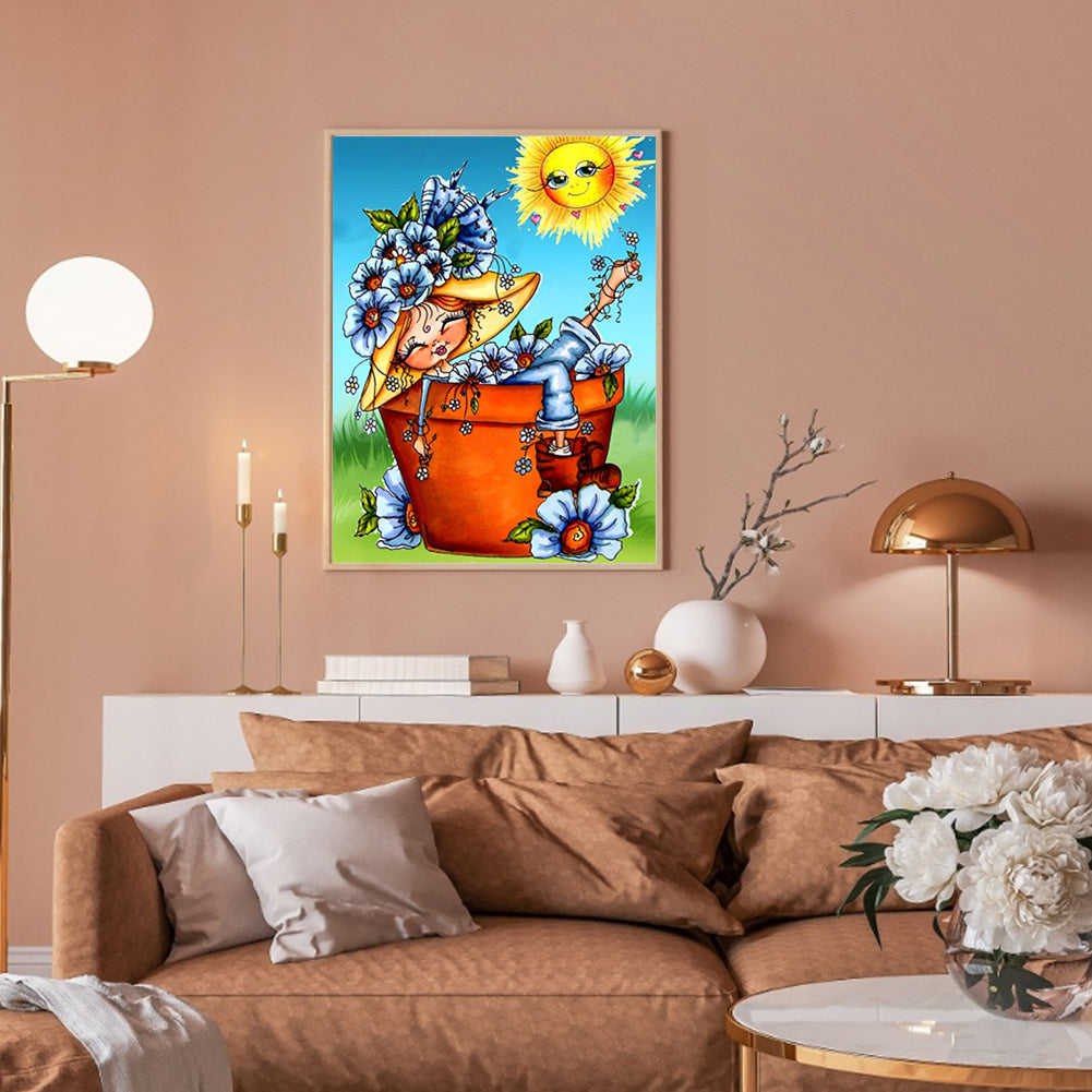 Flower Pot Flowers - Full Square Drill Diamond Painting 30*40CM