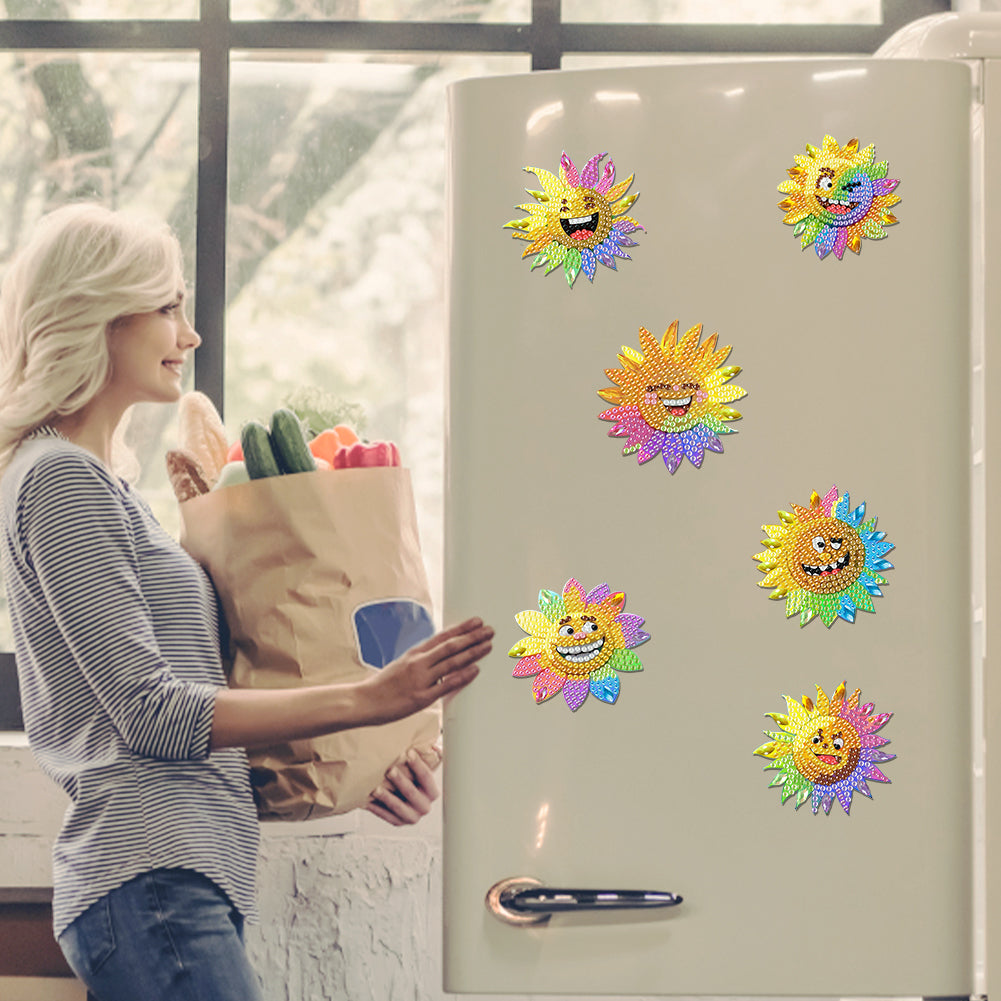 6Pcs Diamond Painting Refrigerator Magnets Diamond Art Kits for Adults Beginners