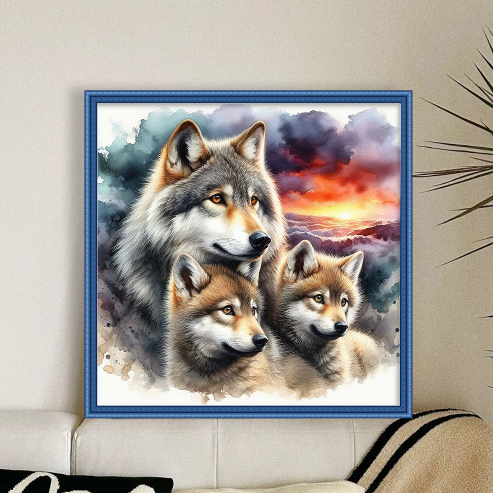 Three Wolves - 11CT Stamped Cross Stitch 45*45CM