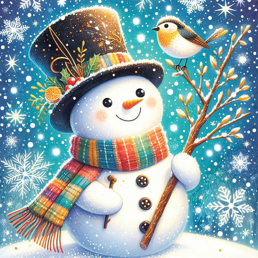 Snowman And Bird - Full AB Round Drill Diamond Painting 40*40CM