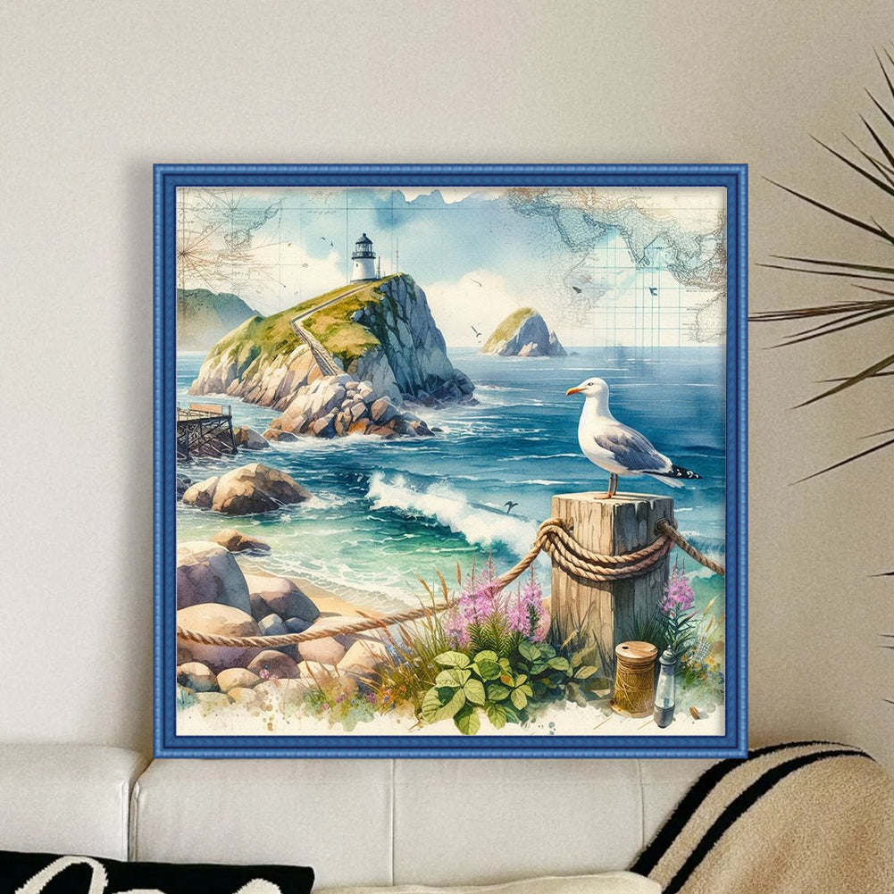 Seaside Scenery - 11CT Stamped Cross Stitch 40*40CM