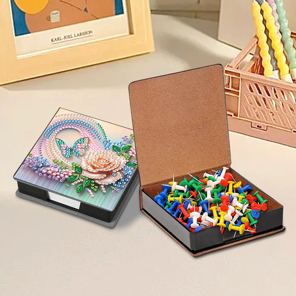 Animals Leather Diamond Art Note Box with 160 Sheets of Paper for DIY Art Craft