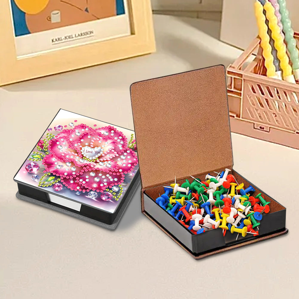 Animals Leather Diamond Art Note Box with 160 Sheets of Paper for DIY Art Craft