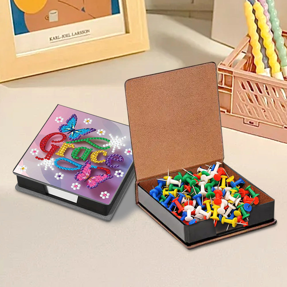 Animals Leather Diamond Art Note Box with 160 Sheets of Paper for DIY Art Craft