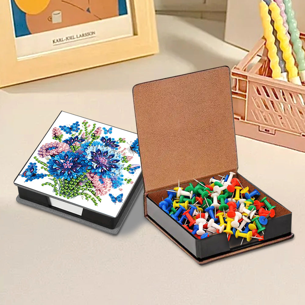Animals Leather Diamond Art Note Box with 160 Sheets of Paper for DIY Art Craft