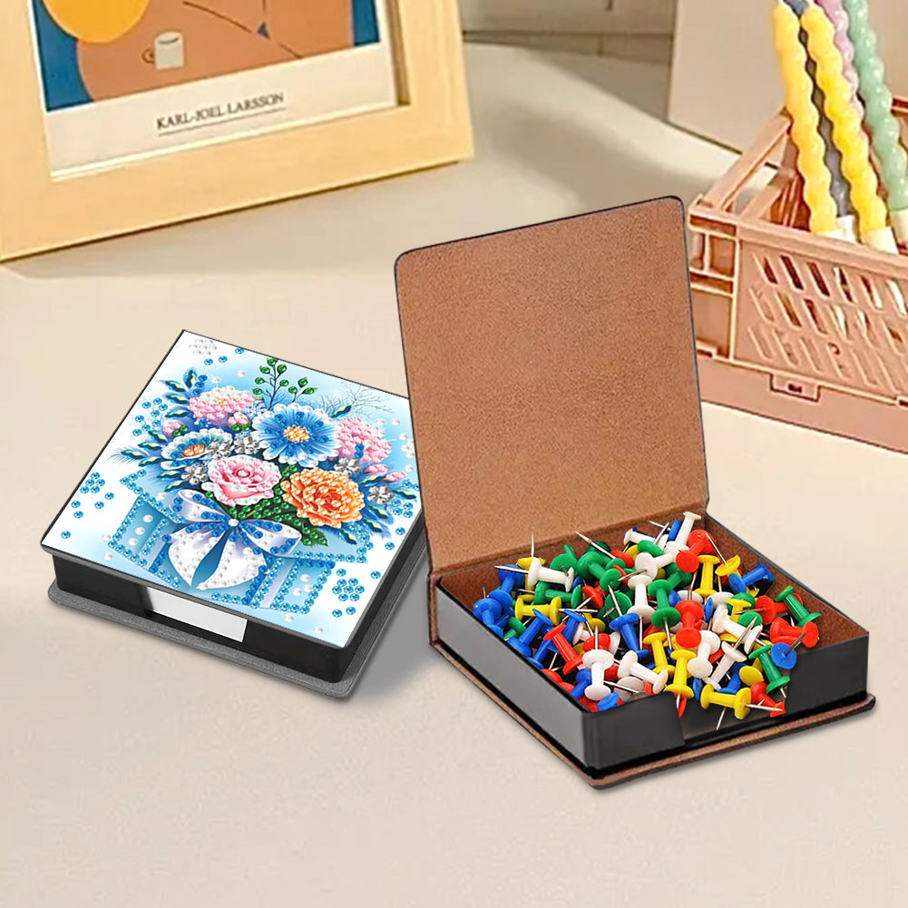 Animals Leather Diamond Art Note Box with 160 Sheets of Paper for DIY Art Craft