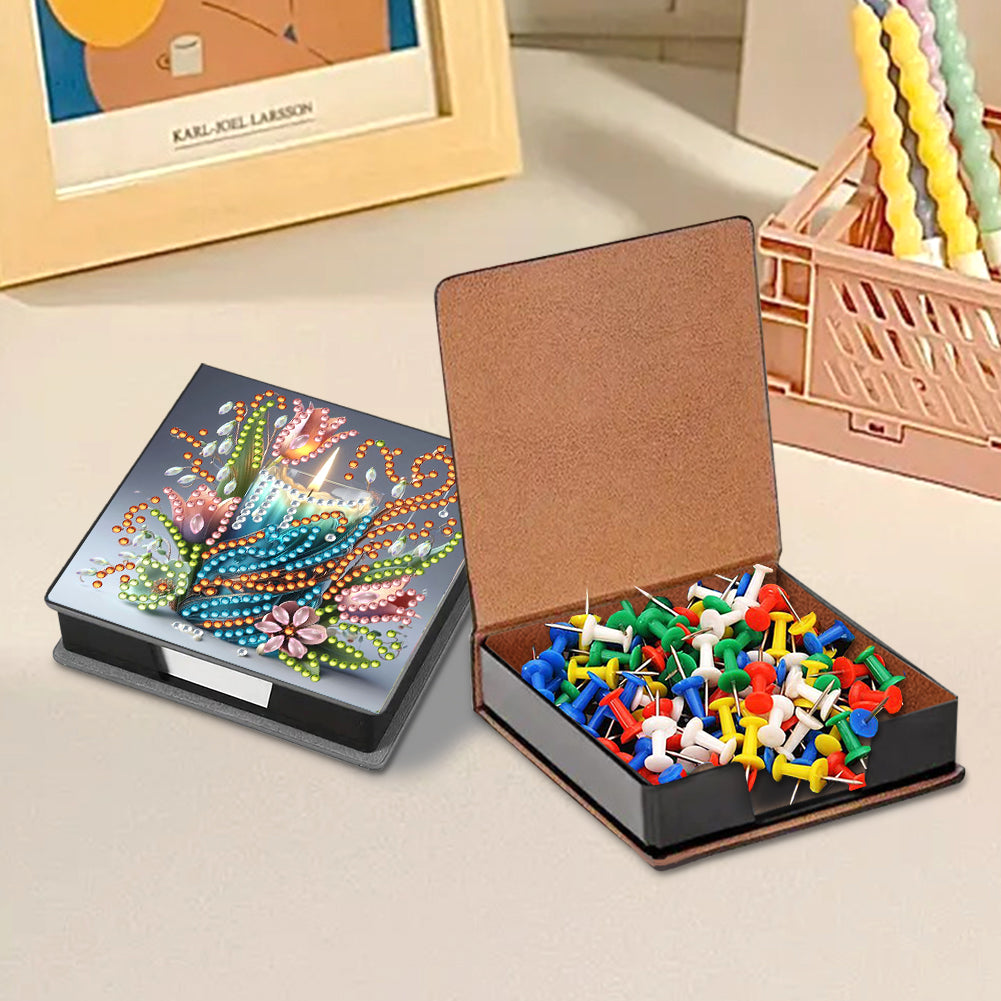 Animals Leather Diamond Art Note Box with 160 Sheets of Paper for DIY Art Craft