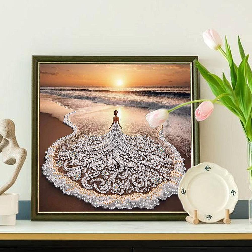 Beach Skirt Beauty - Special Shaped Drill Diamond Painting 30*30CM