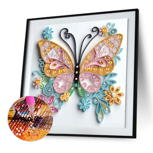 Quilled Butterfly - Special Shaped Drill Diamond Painting 30*30CM