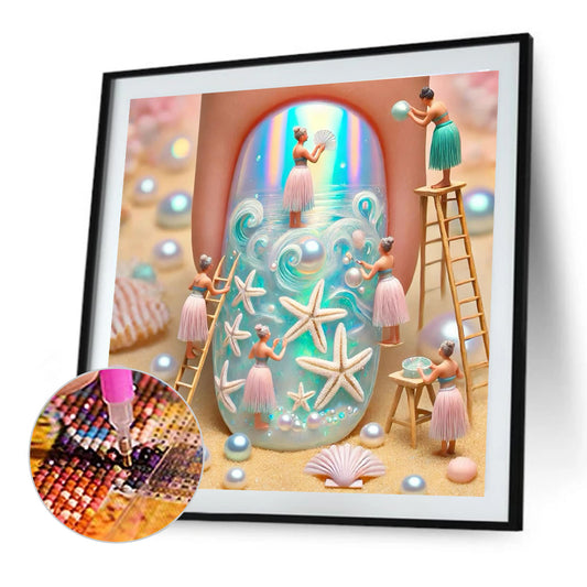 Summer Wave Nail Art - Full Round Drill Diamond Painting 40*40CM