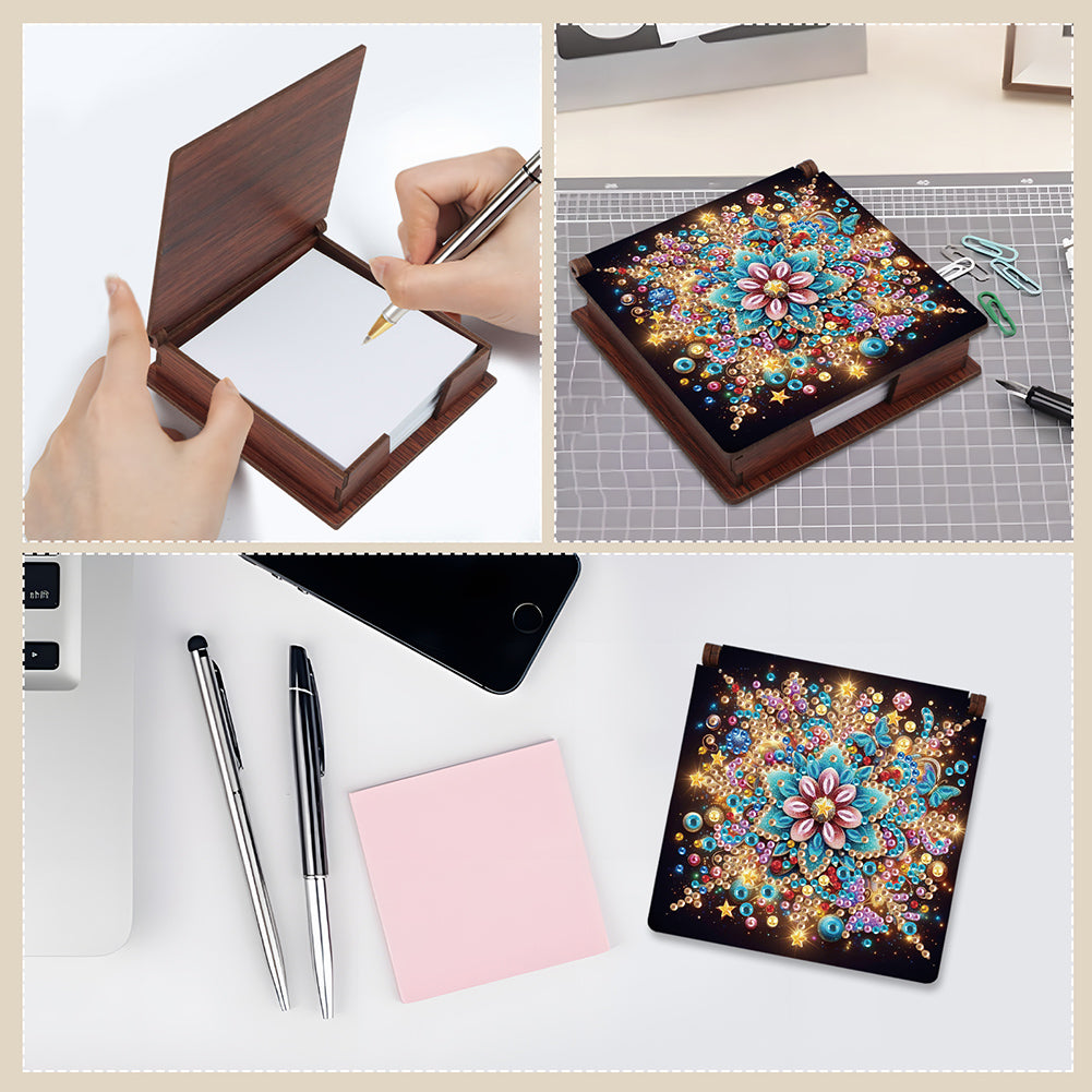 Wood Animals Diamond Art Note Box with 160 Sheets of Paper for Adults Beginners