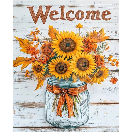 Sunflower Vase - 11CT Stamped Cross Stitch 40*50CM