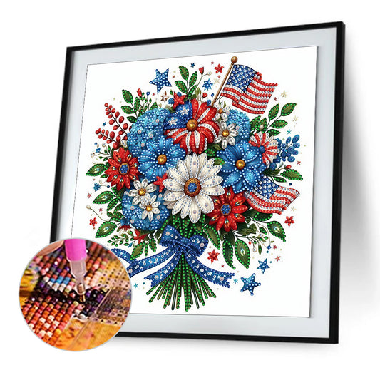 Independence Day Bouquet - Special Shaped Drill Diamond Painting 30*30CM